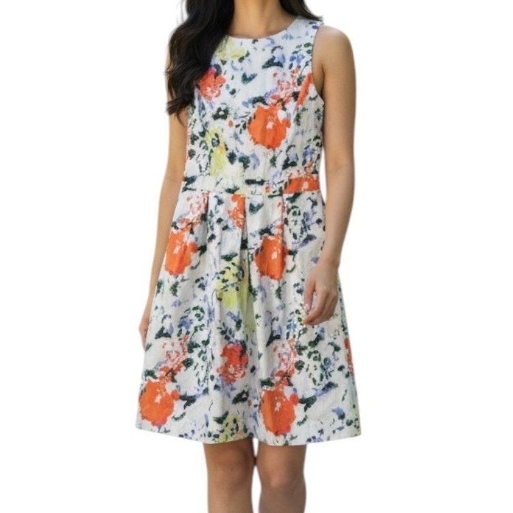 Gap Floral Print Dress 6 Cotton Blend Fit & Flare Coquette Bright Wedding Easter